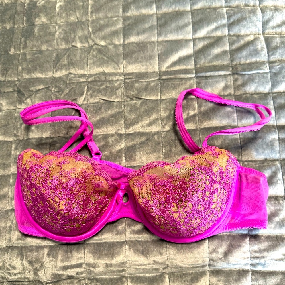 Victoria Secret Pink and Gold Lace Bra